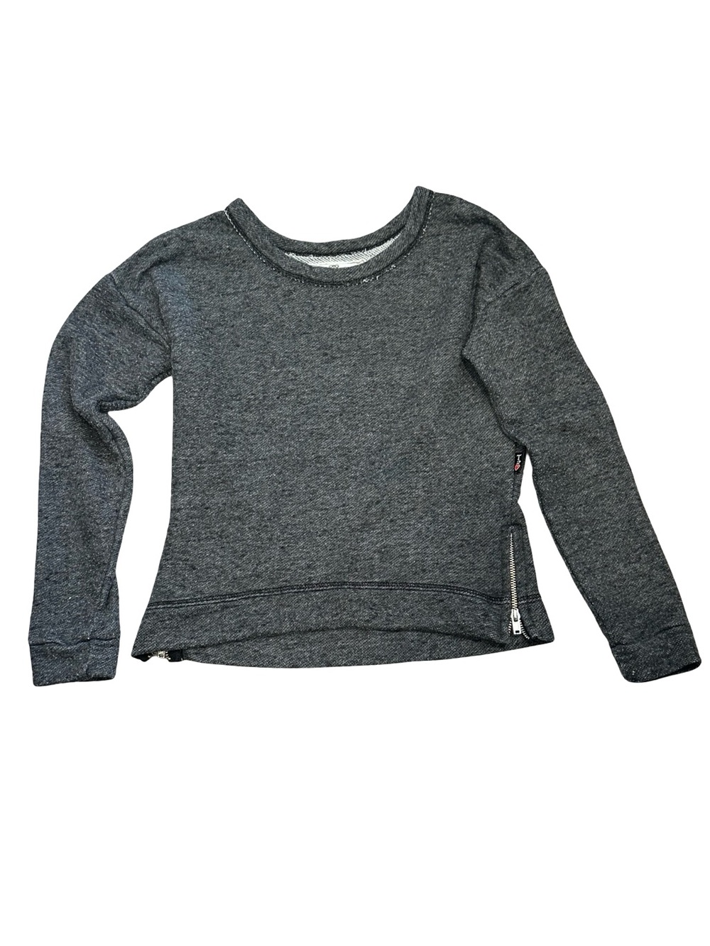 GUC T2Love Girls Size 8 Charcoal Crewneck Zip-Accent Sweatshirt